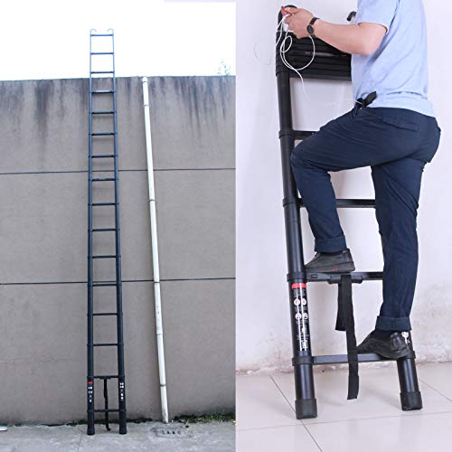 6.2m Telescopic Ladder Extendable Ladder Aluminum Ladder with Detachable Hook Non-Slip Portable Folding Ladder 150kg Max Load Black 6 6.2m Telescopic Ladder Extendable Ladder Aluminum Ladder with Detachable Hook Non-Slip Portable Folding Ladder 150kg Max Load Black - Image 6