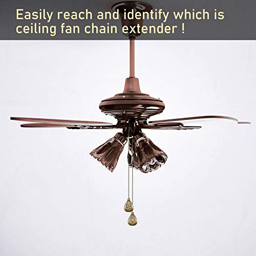 Image of Patelai 4 Pieces Ceiling Fan Pull Chain Extender Ornament 12 Inch Ceiling Pull Chain Extension Classic Drop Shaped Pendant Beaded Ball Cord for Fan light lamp decorative with Connector(Bronze)