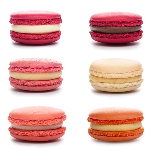 AKKA Macarons Handgemachte Premium Macarons Sweet Love Box - Red Velvet/Himbeere/Erdbeer Cheesecake/Erdbeere/Passionsfrucht/Vanille