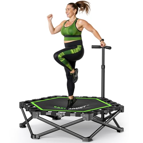 East Mount 42' Foldable Mini Trampoline Indoor, Folding Rebounder Trampoline for Adults with Handles, Exercise Rebounder, Small Trampoline for Adults, for Indoor Garden Workout