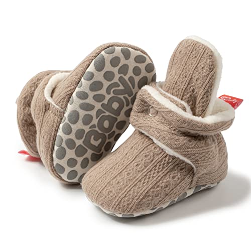 Image of HsdsBebe Unisex Newborn Baby Cotton Booties Non-Slip Sole for Toddler Boys Girls Infant Winter Warm Fleece Cozy Socks Shoes