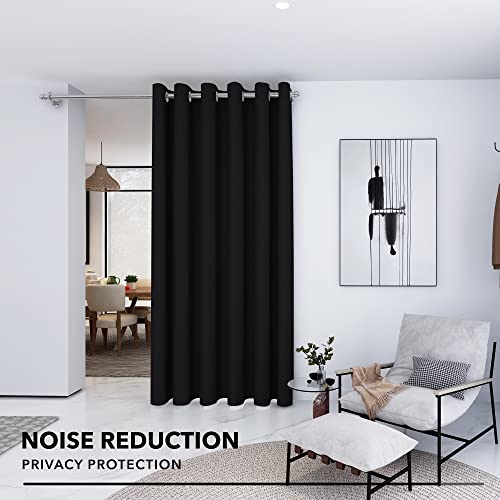 Deconovo Door Curtains 79 x 106 Inch Window Treatment Blackout Curtains Thermal Insulated Decorative Soft Energy Saving Room Darkeing Eyelet Curtains for Kid Black Set of 1 - Image 4