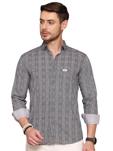 Image of Majestic Man Men's Comfort Slim Fit Pure Cotton Opaque Checked Casual Shirt