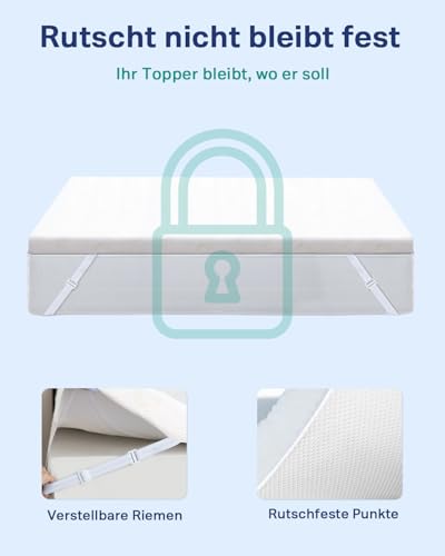 Newentor® Matratzen Topper 90x200cm H2 H3, Matratzentopper 90x200 Schlafsofa Bett Gelschaum, Mattress Topper...