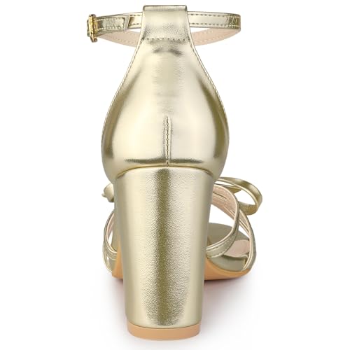 Allegra K Women's Bow Decor Ankle Strap Block Heels Sandals3