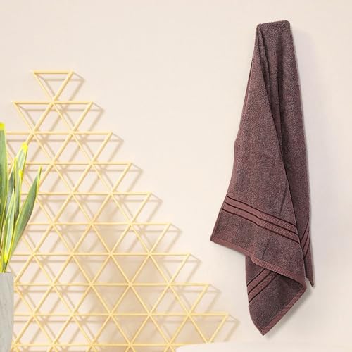 Image of Layers 100% Cotton Bath Towel | True Care Collection | 380 GSM Super Absorbent | Soft & Quick Dry | Shrink & Pill Resistant | Brown Solid Minimalist | 1 Piece for Men & Women | 60 x 120 cm