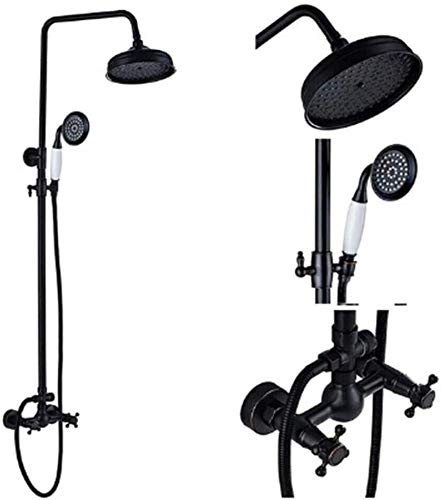 Ashwanth Duschkopf-System (20,3 Cm) – Regendusche Mit Handbrause, Schwarz, 27,9 Cm Verlängerungsarm