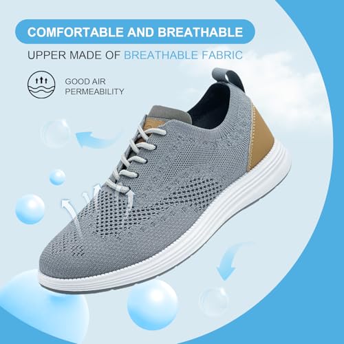 Men’s Casual Dress Oxfords Shoes Comfortable Business Fashion Sneakers Loafers Walking Shoes for Men Barefoot Tennis Grey2