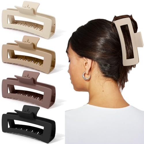 Ahoney 5 Inch Extra Large Claw Clips Big Hair Clips for Thick Long Hair, XL Giant Claw Clip Strong Hold Oversized Clip, Matte Banana Jumbo Jaw Clips, Hair Accessories for Women (Brown)
