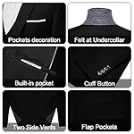 MAGE MALE Men's 3 Pieces Suit Elegant Solid One Button Slim Fit Single Breasted Party Blazer Vest Pants Set - Image 3