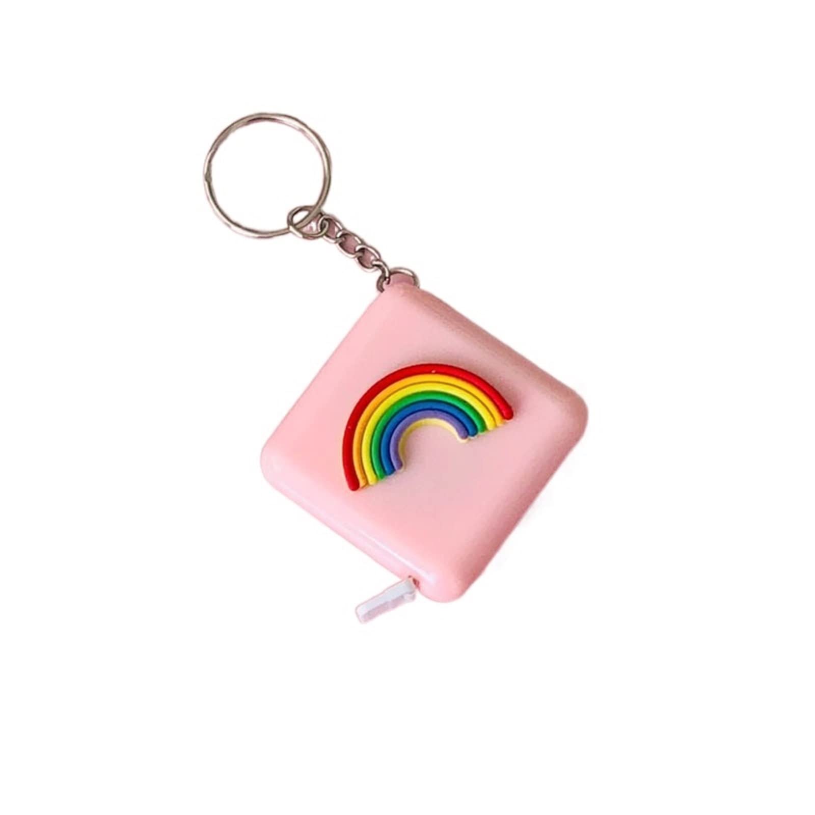 Cinta métrica de 1,5 metros/60 pulgadas de largo, rollo de animales lindos, regla elástica automática, papelería, regla métrica de costura, cinta métrica para el hogar (color: arco iris) (transparen