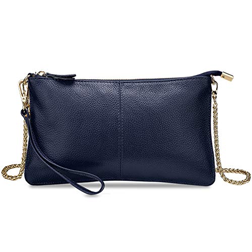 Yaluxe Women's Real Leather Large Wristlet Phone Clutch Wallet With Shoulder Chain #TOP6