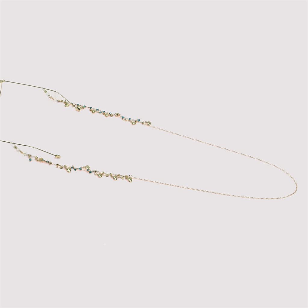 Modekette Gold Strass Brillenkette Lesebrille Anti-Verlust-Kette