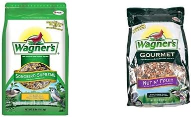 Miniatura 1 de Wagner's 62042 Songbird Supreme Blend - Alimento para pájaros silvestres, bolsa de 8 libras y 82072 Gourmet Nut & Fruit Wild Bird Food, bolsa de 5