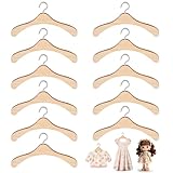 10 Stück 10 cm Puppenkleiderbügel aus Holz, Mini Puppen Kleiderbügel, rutschfest Miniatur Kleiderbügel, Puppenbügel, für Puppen-Garderobe, Puppenkleidung, Puppenhaus, Miniatur-Szenenmodelle, DIY