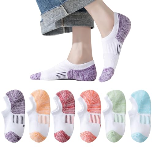 Image of EPEIUS Thick No Show Socks for Women Athletic Ankle Socks Cushioned Running Low Cut Non Slip Footies 3 /6 Pairs