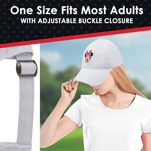 Image of Disney Minnie Mouse Dad Hat, Cotton Adjustable Baseball Cap with Curved Brim