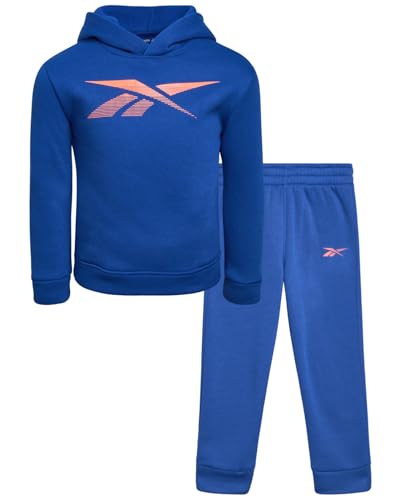 Reebok Baby Boys Pants Set - 2 Piece Pullover Hoodie and Joggers Jog Set - Cozy Fleece Play Wear Pant Sets for Toddler Sizes