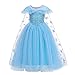 Lito Angels Vestito da Principessa Elsa con Strascico di Fiocchi Neve, Costume Regno di Ghiaccio per Bambina, Taglia 4-5 Anni Stile B