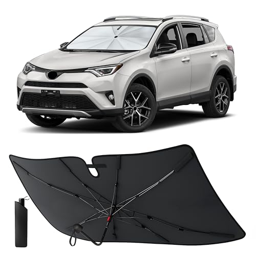 Image of EcoNour Foldable Windshield Sun Shade & Window Tint Fit for 2013-2016 2017 2018 Toyota RAV4 Sunshade, Front Car Window Shades Sun Visor, UV Protection, Heat Blocker, Car Accessories