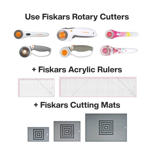 Fiskars Titan-Rollschneider, Rollmesser mit Schlaufengriff, Rechts- und Linkshändig, Klingen-Durchmesser: 45 mm, Orange/Weiß/Grau, 1066047