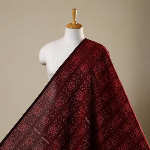 Image of Premium Sambalpuri Ikat Weave Pure Handloom Cotton Shirt Fabric Authentic Odisha Traditional Tie-Dye Craft, Soft Breathable Natural Cotton Material for Custom Tailoring, Casual & Formal Wear