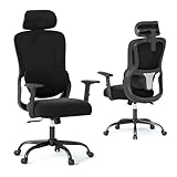 COSTWAY Ergonomic Office Chair, High Back Swivel Computer Desk Chair with Headrest, Lumbar Support, Armrests and Adjustable Backrest, Reclining Executive Task Chairs for Home Office (Black)