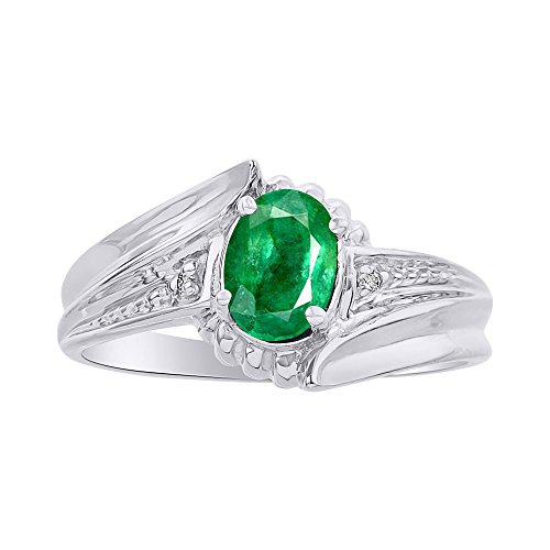 Bague diamant et émeraude en argent sterling, le cadeau de naissance idéal en or jaune