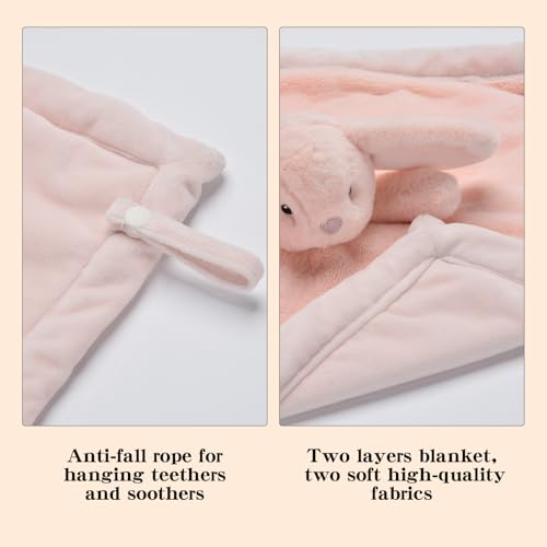 Image of Loveys for Babies,Soft Bunny Security Blanket for Newborn Boys and Girls,Toddler Snuggle Toy Stuffed Animal,Baby Lovey, Baby Girl Gifts,Age 0+