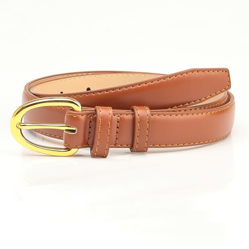 Women Skinny PU Leather Belt Ladies Thin Leather Plus Size Waist Belt for Jeans Dress with Gold Buckle2
