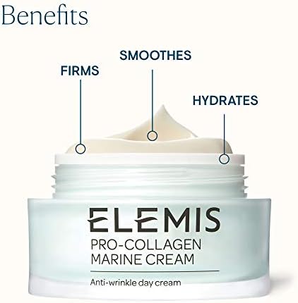 Elemis Pro-Collagen Marine Cream, Anti-Wrinkle, 3-in-1 Smoothing Face Moisturiser with Chlorella, Ginkgo Biloba and Padina Pavonica, Ultra-light Gel Day Cream to Firm and Tone, 50 ml