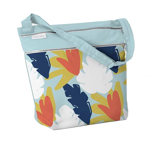 Image of Esembly Day Bag – Reusable Wet and Dry Bag Made From Recycled Fabric With Dual Waterproof Compartments for Cloth Diapers, Swimsuits, Toiletries, and Snacks - Monstera