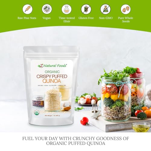 Z Natural Foods Organic Crispy Puffed Quinoa - Real Crisped Quinoa Vegan Superfood - Healthy Quinoa Crisps Snacks For Adults & Kids thumb #2