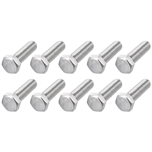 Image of METALLIXITY Hex Head Bolts (1 /2-13 x 2) 20Pcs, 304 Stainless Steel 18-8, Fully Threaded, External Hex Drive, Plain Finish, Hex Head Screw Bolt, Silver