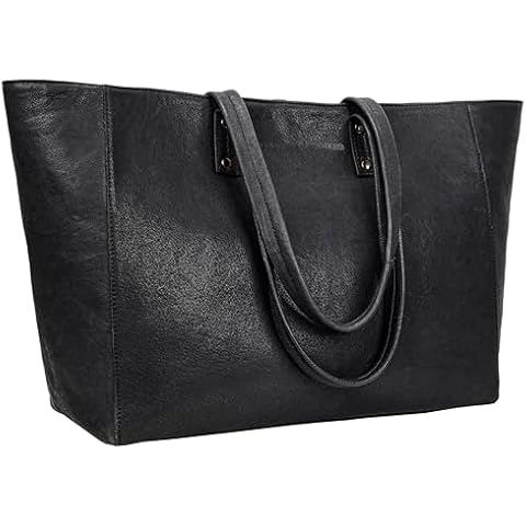 ANTONIO VALERIA Christmas Gift Avery Washed Black Leather Tote/Top Handle Shoulder Bag for Women Cover