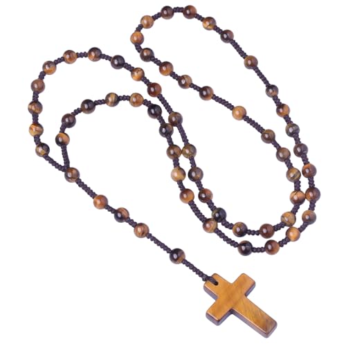 Chapelet catholique homme et femme avec collier pendentif croix en perles de cristal