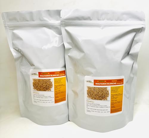 Moutarde blanche – Semences standard non traitées – Engrais vert – Lot de 2 x 850g – Usage amateur – Variété selon lot – Sinapis alba L. - Conditionné en...