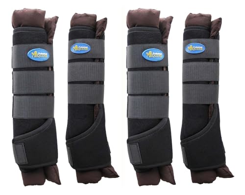 Professional Equine Horse Stable Shipping Boots Wraps Front Rear 4 PK Leg Care Brown 4120BR