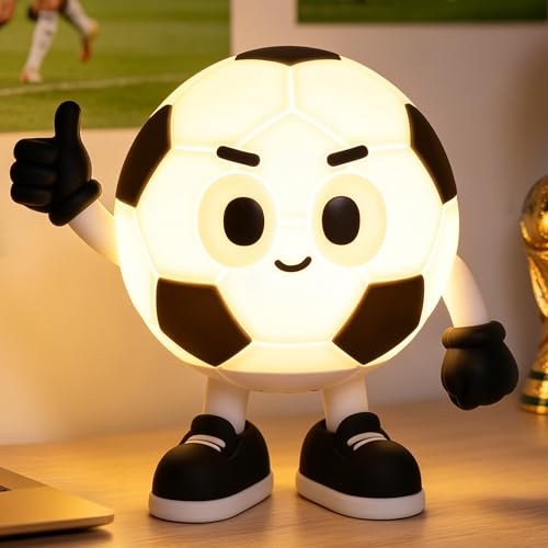 Okayera Soccer Night Light for Kids Football Gifts for Teen Boy Man Sports Lover Rechargeable Silicone Touch Light with Timer & Dimmable & Colar Change Soft LED Lamp Nursery Bedroom Bedside Decor