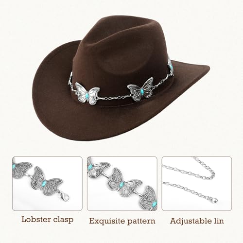 DOCILA Silver Butterflies Western Chain Belt Turquoise Cowboy Hat Band Women Country Jeans Dress Waist Link Belts Western Cowgirl Costume Accessories - image 6