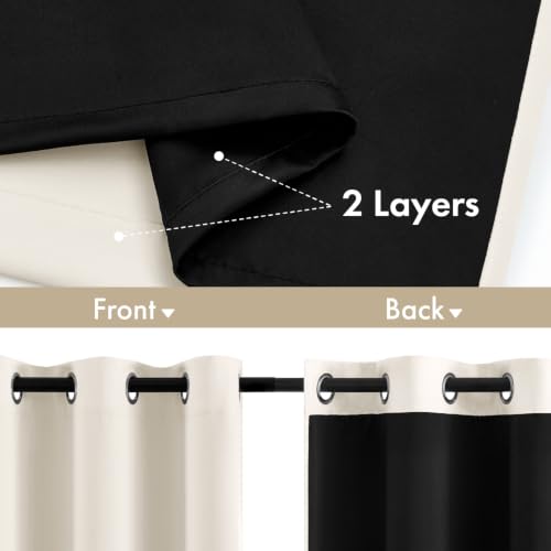Image of MIULEE Birch 100% Blackout Curtains for Bedroom 40x84 Inch 2 Panels Set | 2 Thick Layers Thermal Insulated Window Curtains with Black Liner, Noise Reducing Grommet, Drapes for Living Room