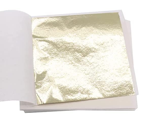Champagne Silver Leaf Sheets, 5.11" by 5.35" Gilding Foil Gold Foil Paper for Paintings, Arts Crafts, Nail Deco,Furniture (25)