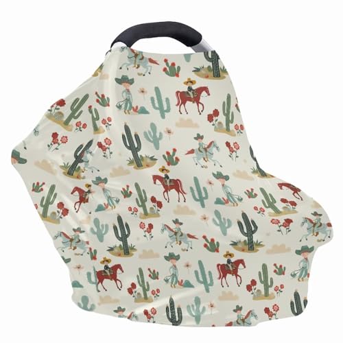 Image of Shopping Cart Cover for Baby Car Cover Western Cowboy Breast Feeding Cart Baby Car Seat Cover Toddler Boy Girls Breastfeeding Canopy Infant Stroller Cover Car Seat Canopy