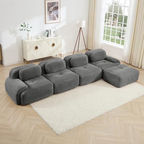 Image of Corduroy Modular Sectional Sofa, Oversized Cloud Couches for Living Room