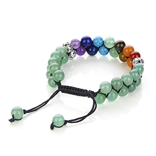 Image of Top Plaza Bead Chakra Bracelet 7 Chakras Healing Crystals Bracelet Yoga Stone Beads Bracelets Meditation Relax Anxiety Bangle for Womens Mens