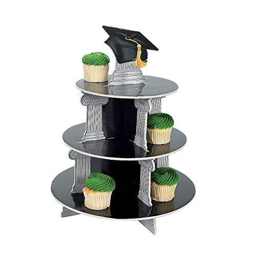 Graduation Cupcake Holder (3 Tiers) Grad Party Supplies Black