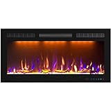 Mystflame Crystal 40 - Chimenea Eléctrica de la Pared, 101.6 cm, 3 Colores de Leños y Llamas, Termostato 750/1500W, Calefacción Confortable, Pantalla Táctil, Mando a Distancia, Temporizador