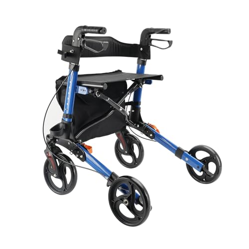 Frezon Foldable Rollator Walker with 6 Levels of Adjustable Seat 8'' Wheels,Support up to 300 LBS,Folding Lightweight Mobility Walking Aid Suitable for People of Different Heights 31.5