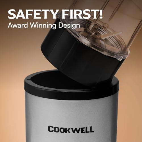 Image of Cookwell Bullet Mixer Grinder (2 Jars, 1 Blade, Silver) - Copper, 600 Watts - 2 Year Warranty