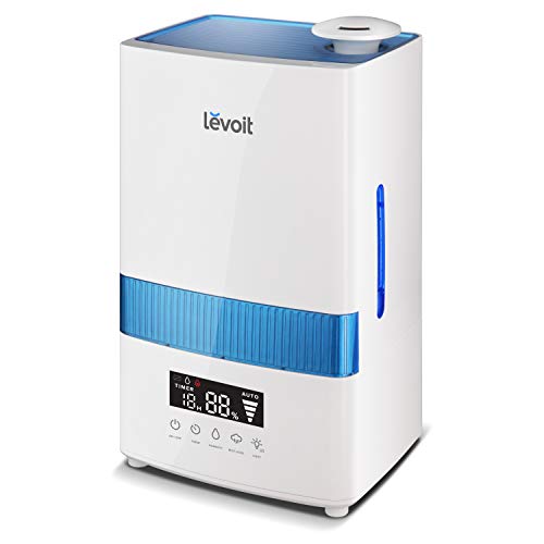 Image of LEVOIT Cool Mist Humidifier for Bedroom, 4.5L Ultrasonic Air Humidifier for Babies and Large Room, Humidity Monitor, Essential Oils, Timer, Whisper-Quiet, Auto-off, Runs for 40 Hours, 2-Year Warranty